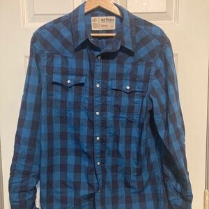 Men's Urban Pipeline Snap Button Down Plaid Shirt Medium